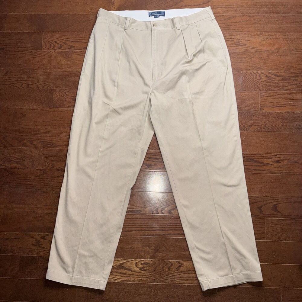 VTG Polo Ralph Lauren Andrew Pant Chino Men's 40x30 Tan/Khaki 100% Cotton